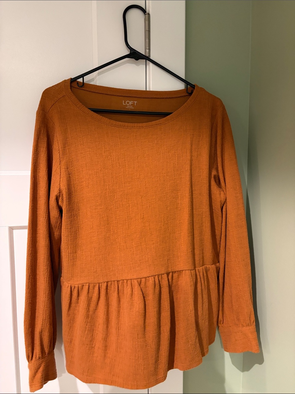 LOFT Peplum-Style Long Sleeve Tunic - Rust